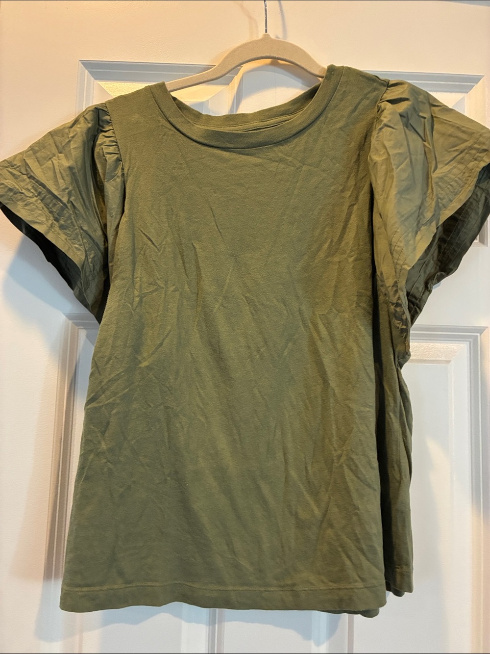 Old Navy Olive Green Puff Sleeve Short-Sleeve Tee